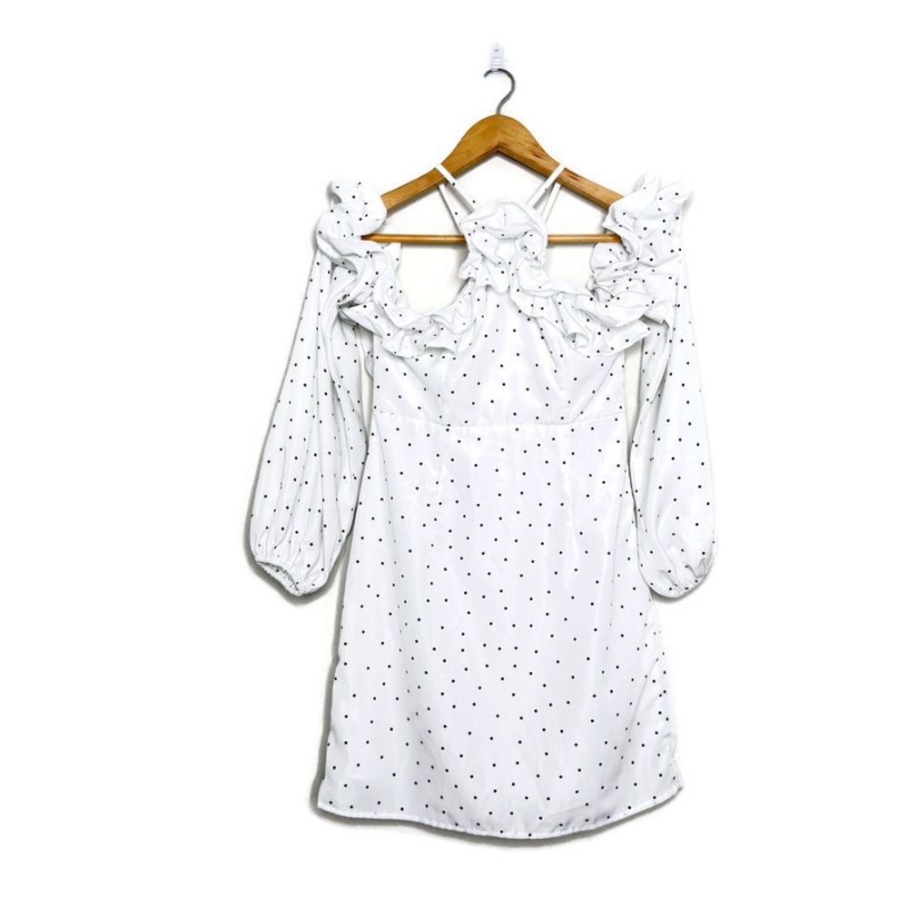 OnTwelfth White And Black Polka Dot Mini Dress Women’s Size Small